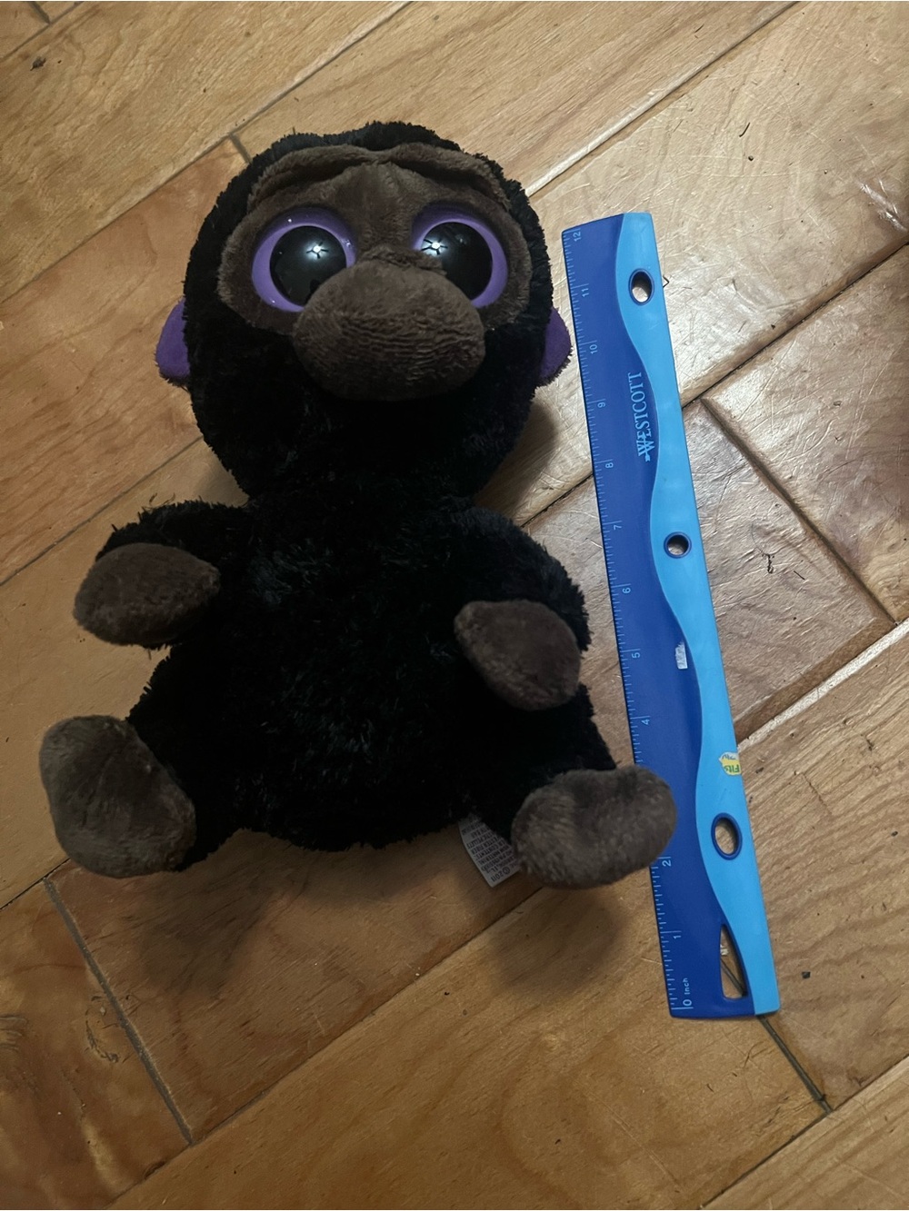Ty 2011 Black Plush Monkey with Purple Eyes